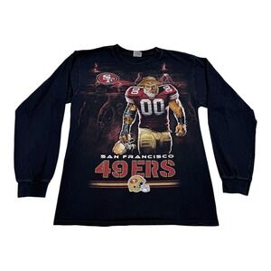 Vtg San Francisco 49ers Shirt Mens Medium Black NFL Football Long Sleeve Tee